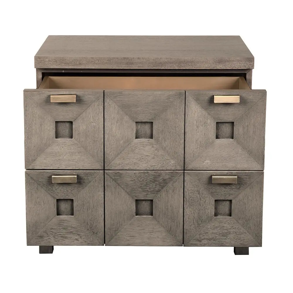 Noir Musashi 2 Drawer, Small, Greige Walnut