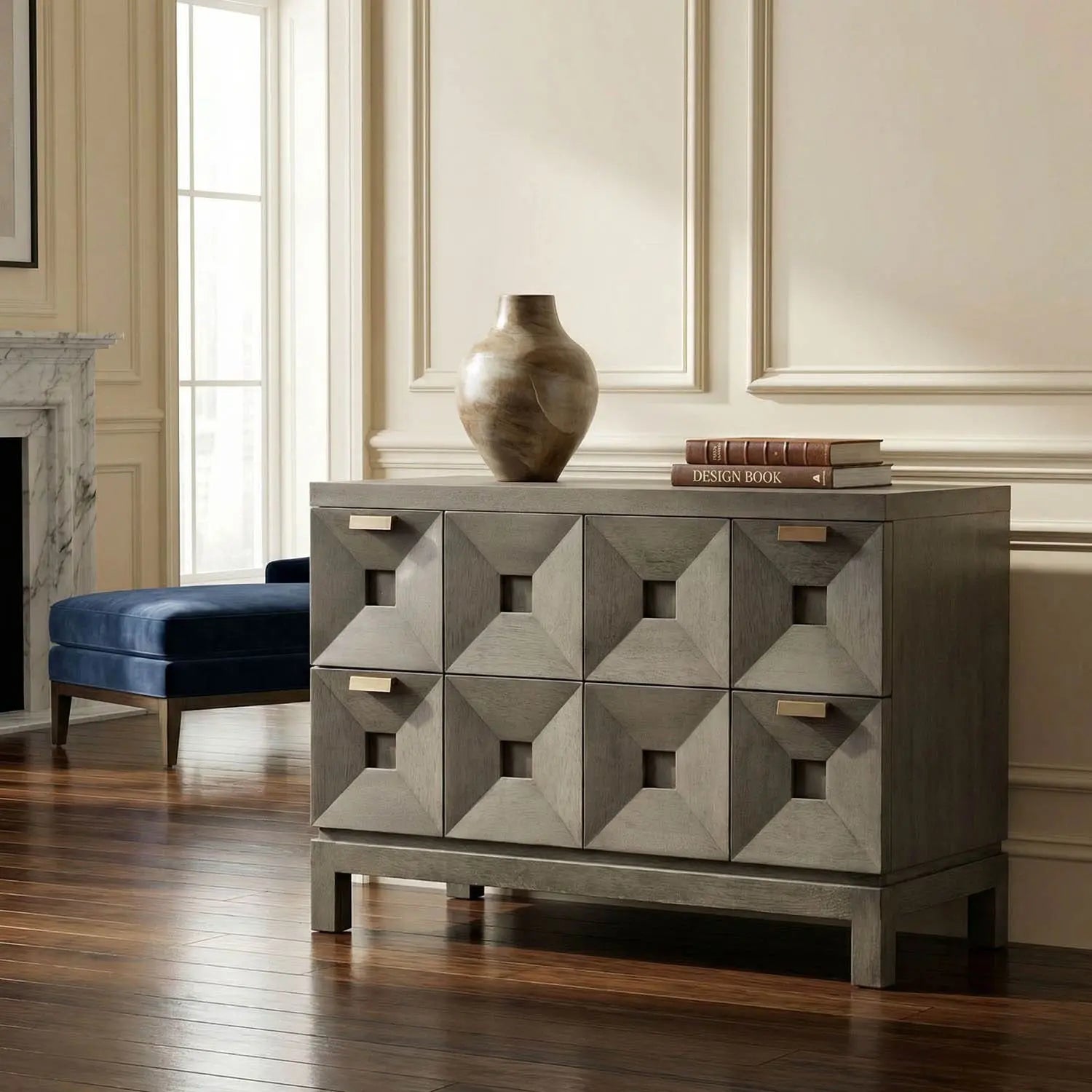 Noir Musashi 2 Drawer, Large, Greige Walnut