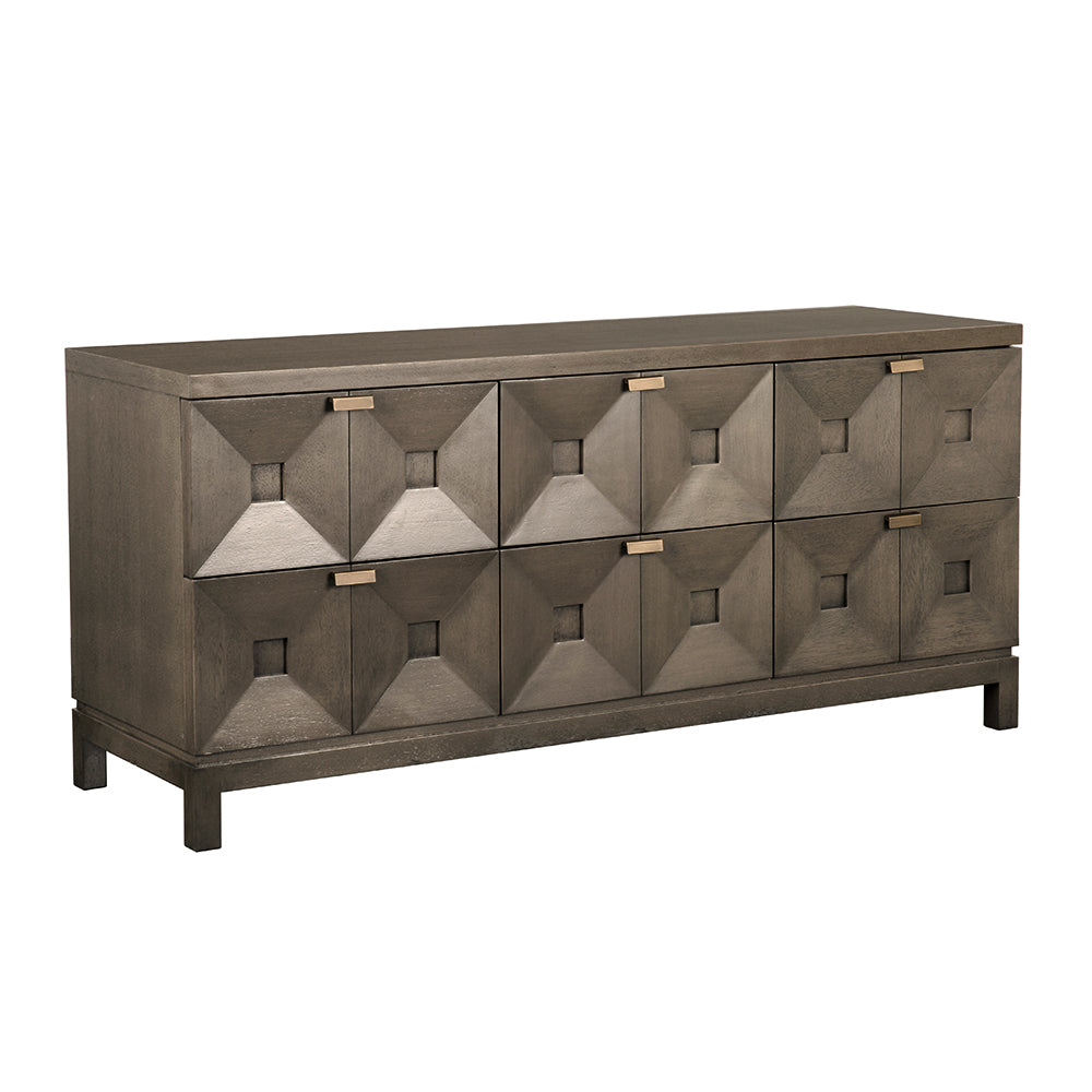 Noir Musashi 6 Drawer, Greige Walnut
