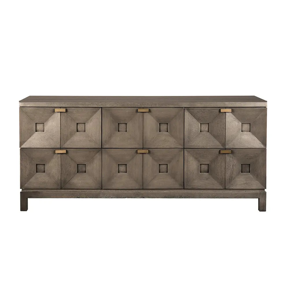 Noir Musashi 6 Drawer, Greige Walnut