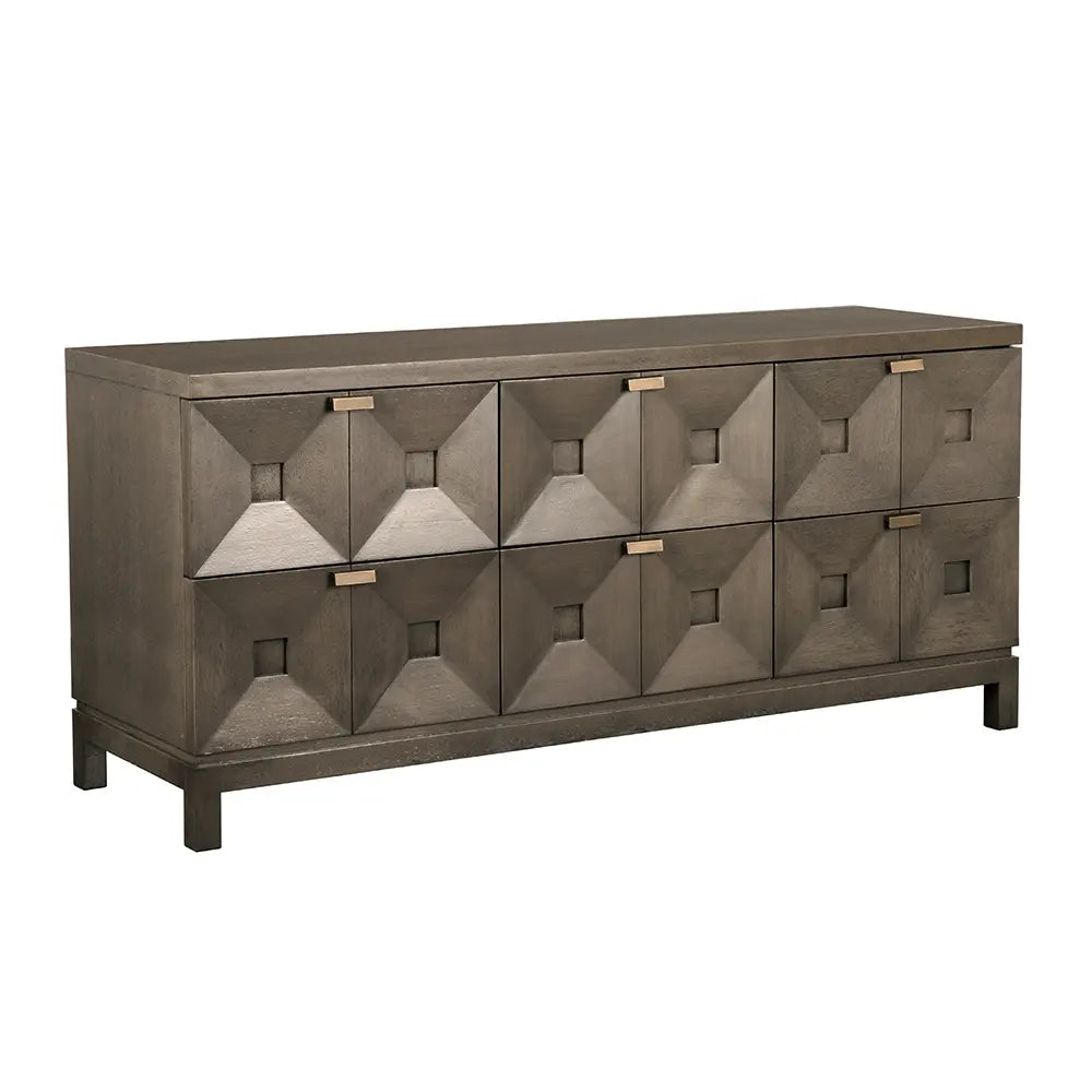 Noir Musashi 6 Drawer, Greige Walnut