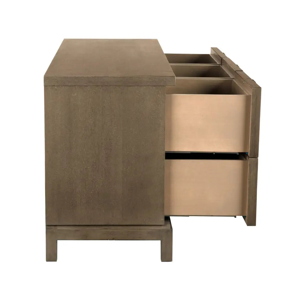 Noir Musashi 6 Drawer, Greige Walnut