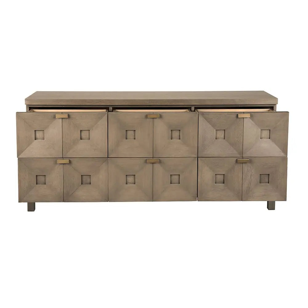 Noir Musashi 6 Drawer, Greige Walnut