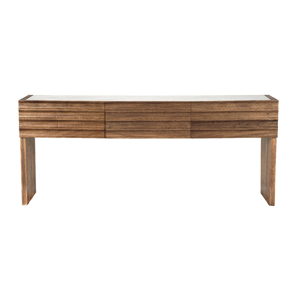 Noir Wolf Console With White Marble Top