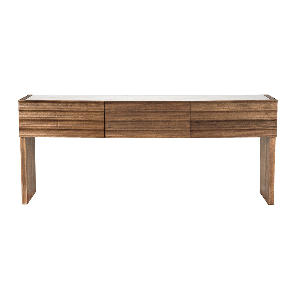 Noir Wolf Console With White Marble Top