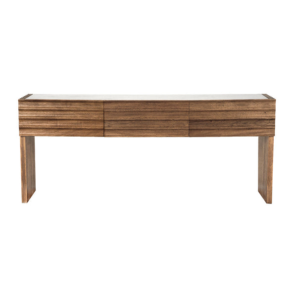 Noir Wolf Console With White Marble Top