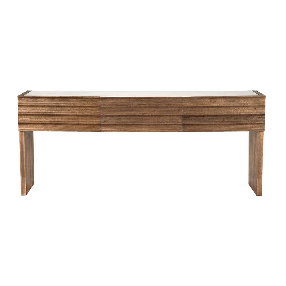 Noir Wolf Console With White Marble Top
