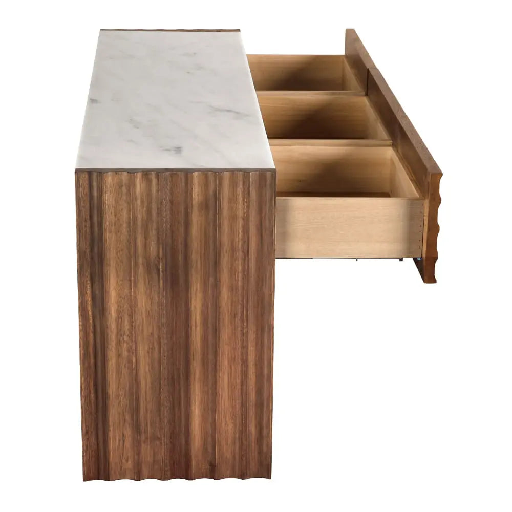 Noir Wolf Console With White Marble Top