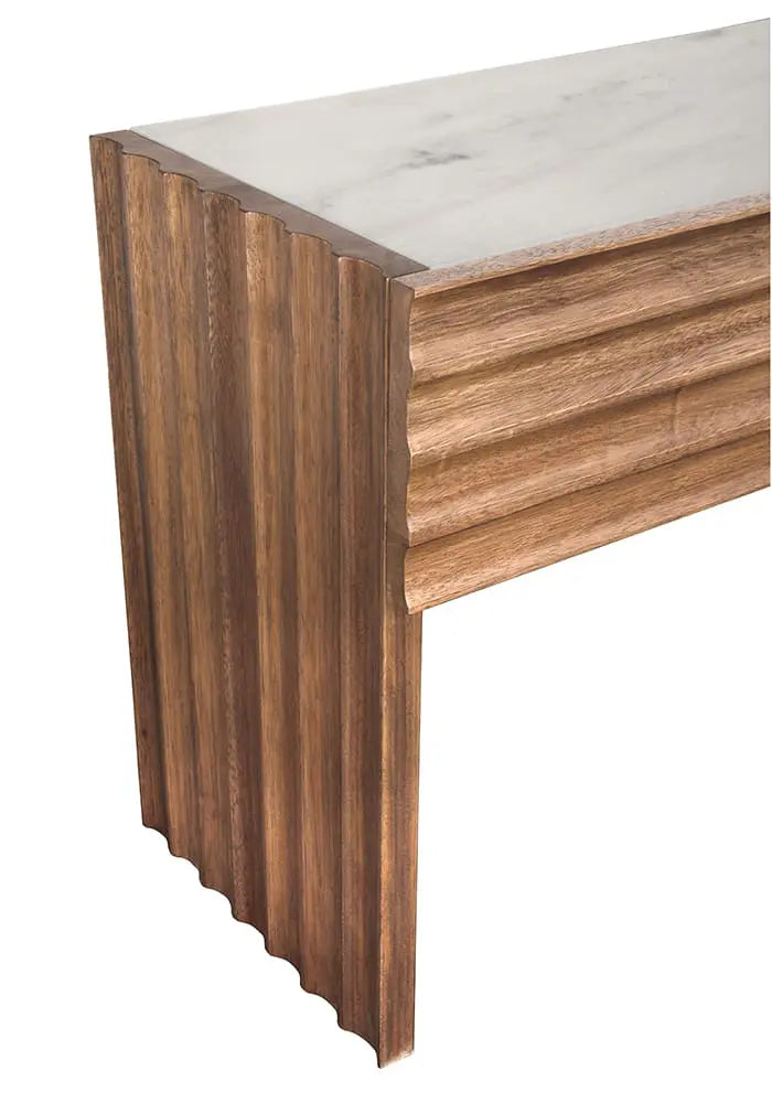 Noir Wolf Console With White Marble Top