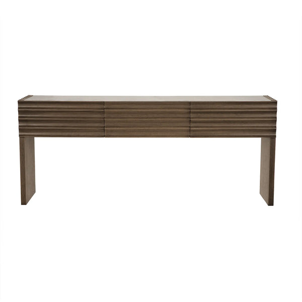 Noir Wolf Console With White Marble Top, Greige Walnut