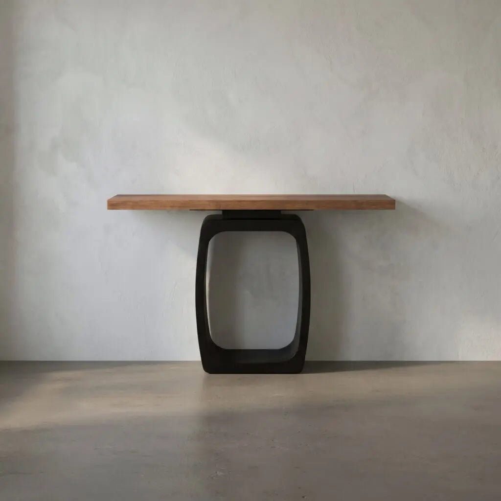Noir Axel Console With Iron Base