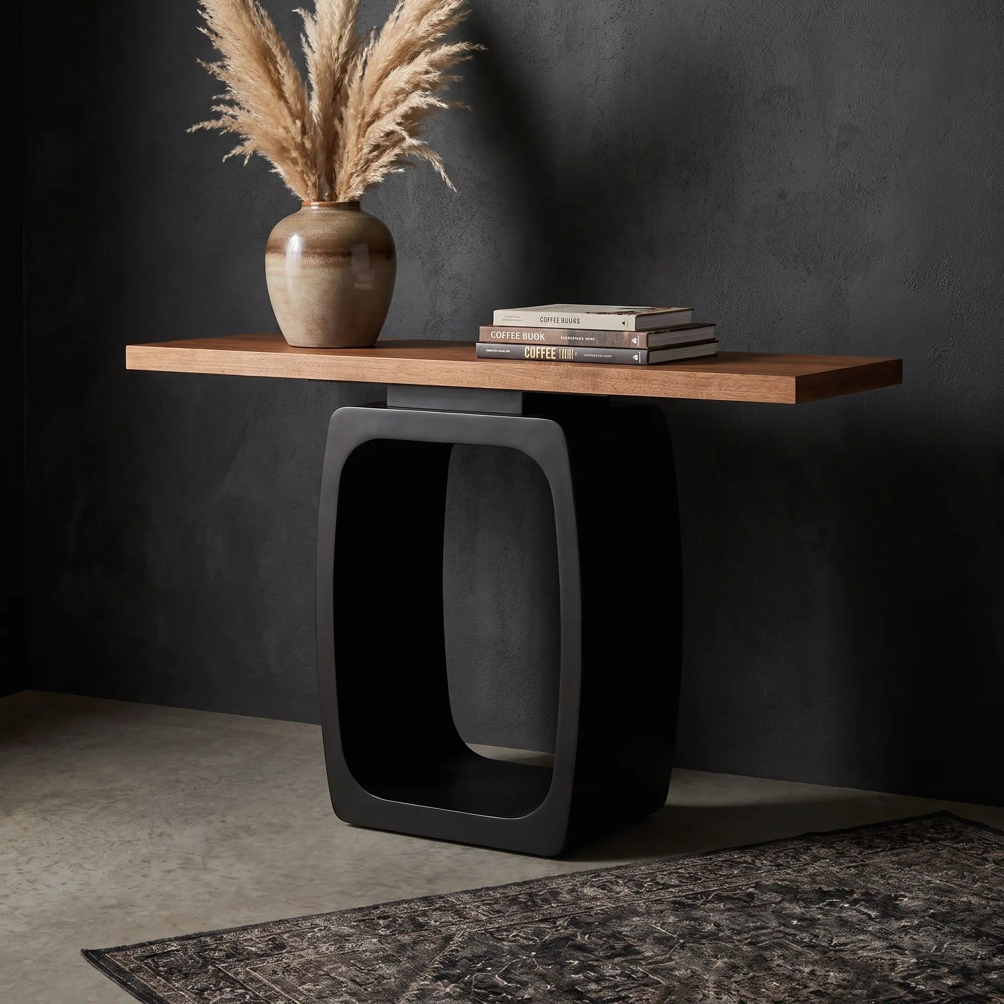 Noir Axel Console With Iron Base