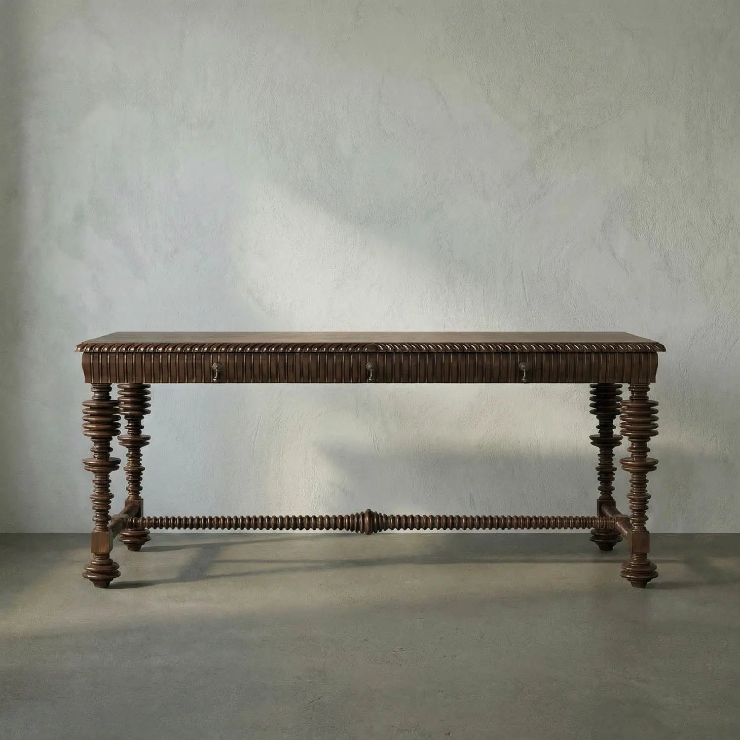 Noir Portuguese Desk, Hand Rubbed Brown