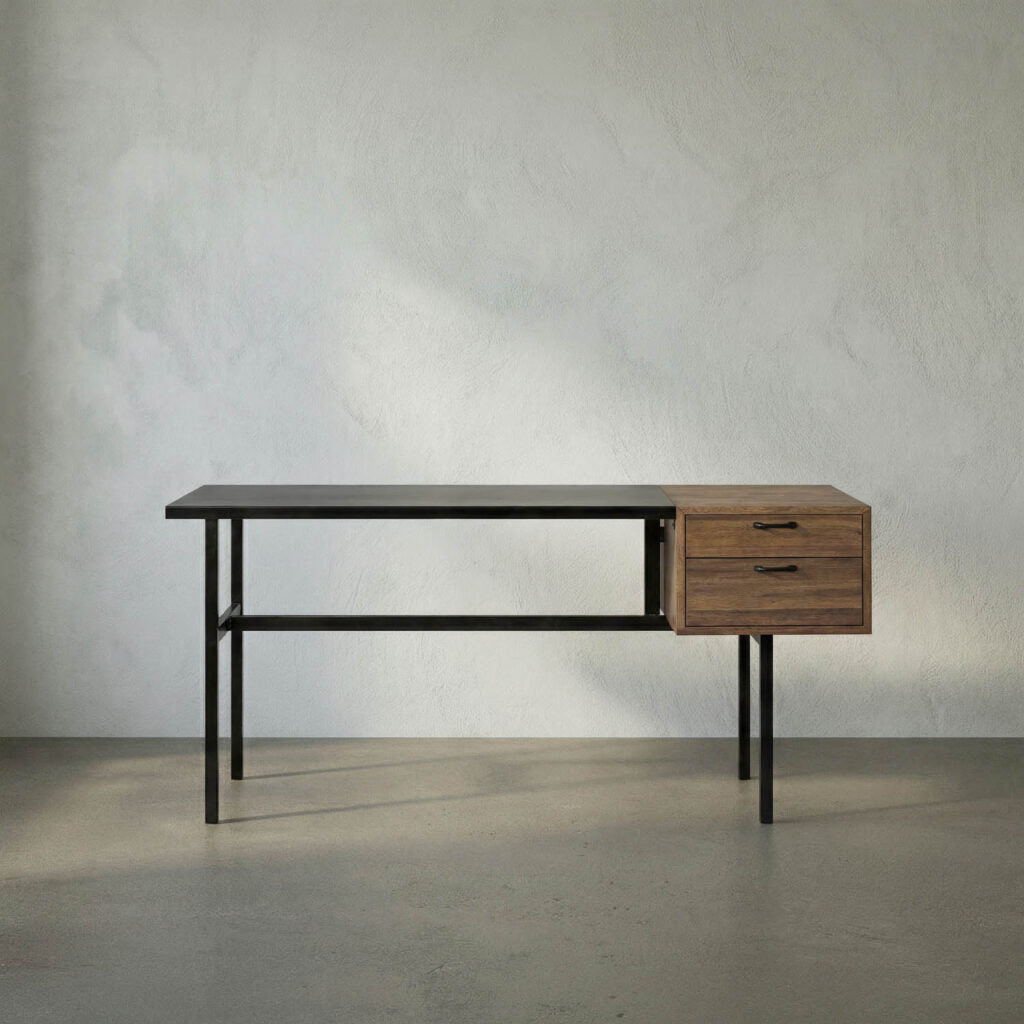 Noir Algeron Desk With Black Steel