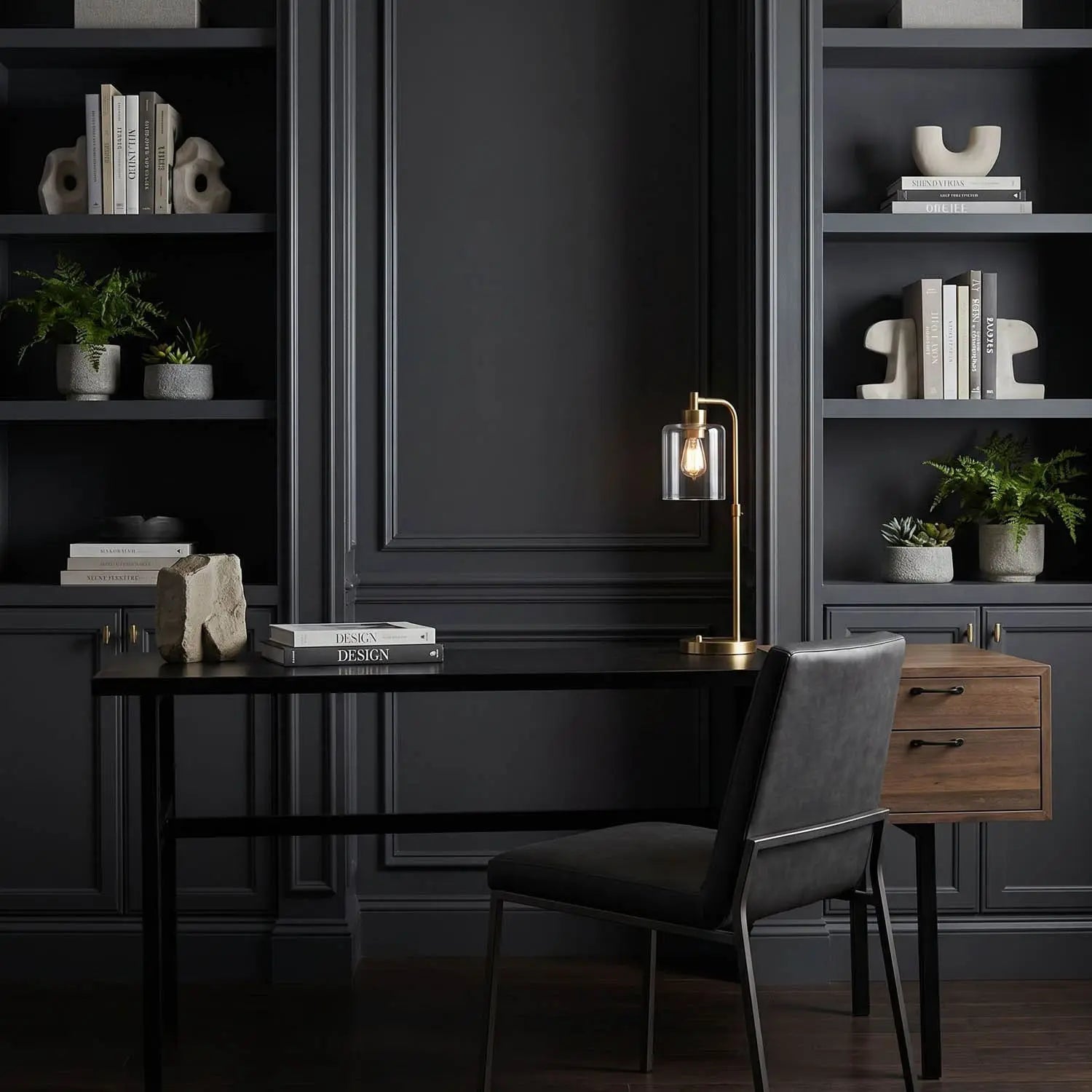 Noir Algeron Desk With Black Steel