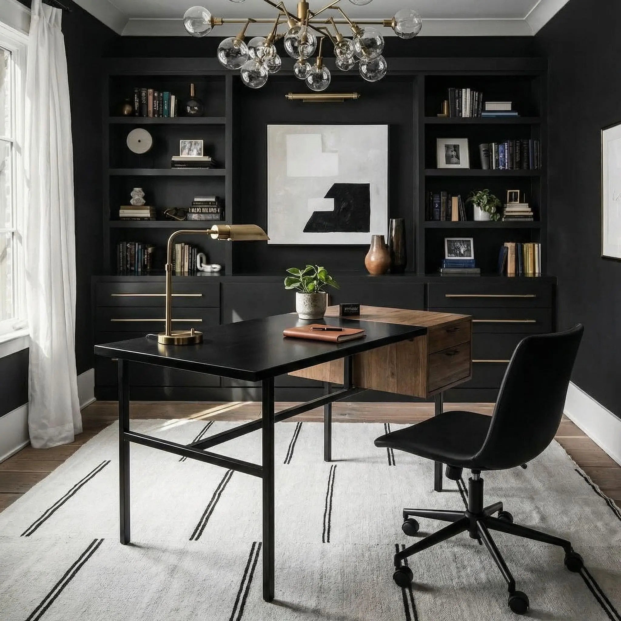 Noir Algeron Desk With Black Steel