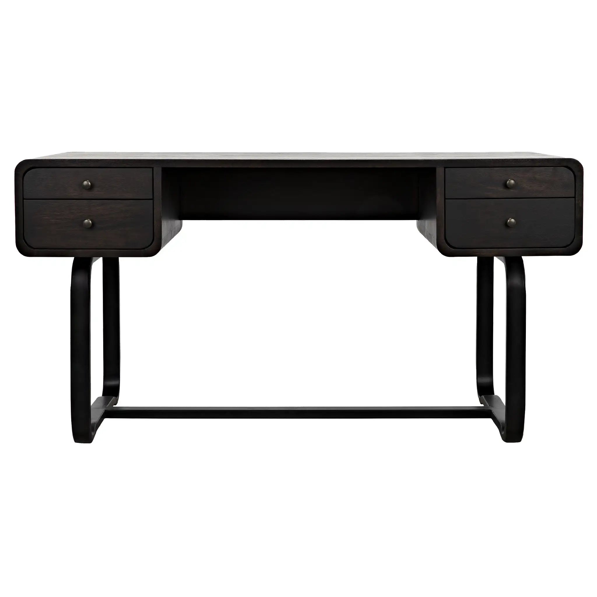 Noir Voltes Desk, Ebony Walnut With Black Steel