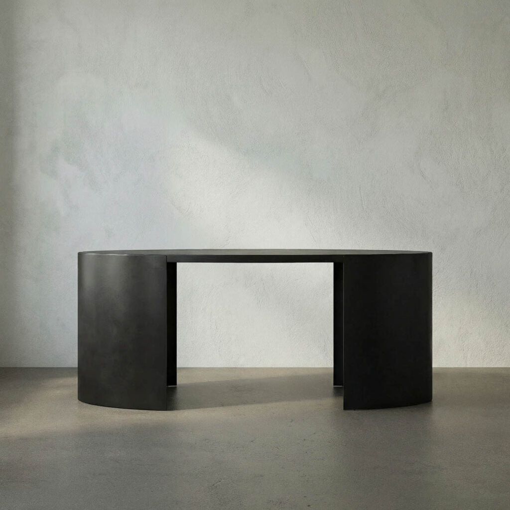 Noir Marigold Desk, Ebony Walnut With Black Steel