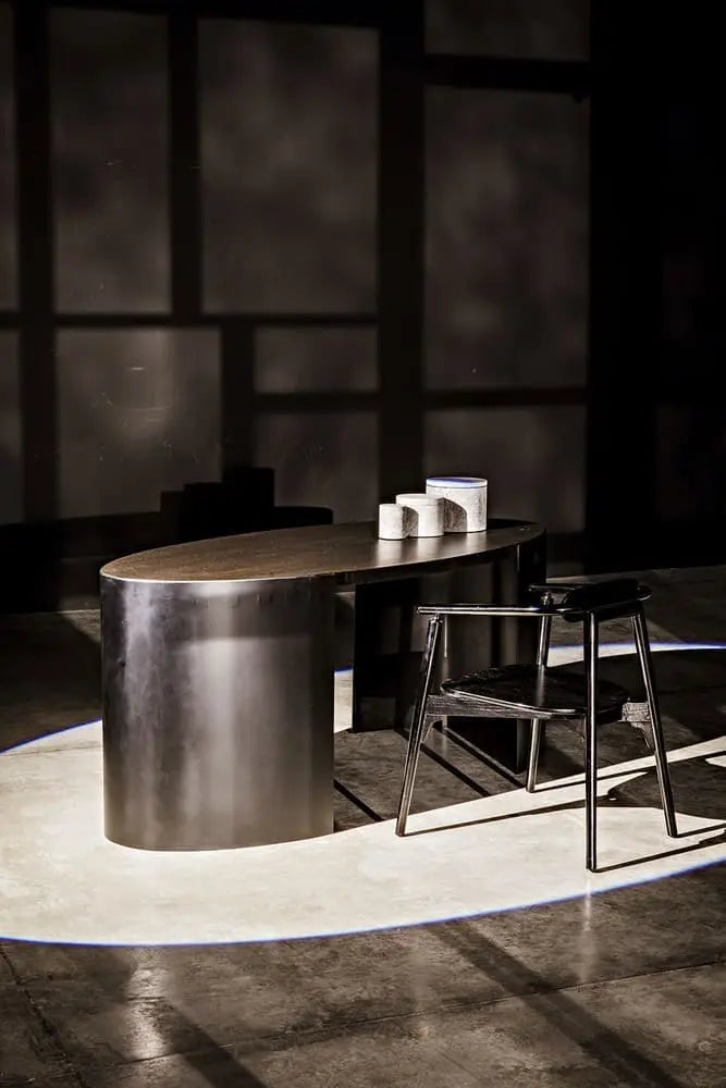 Noir Marigold Desk, Ebony Walnut With Black Steel