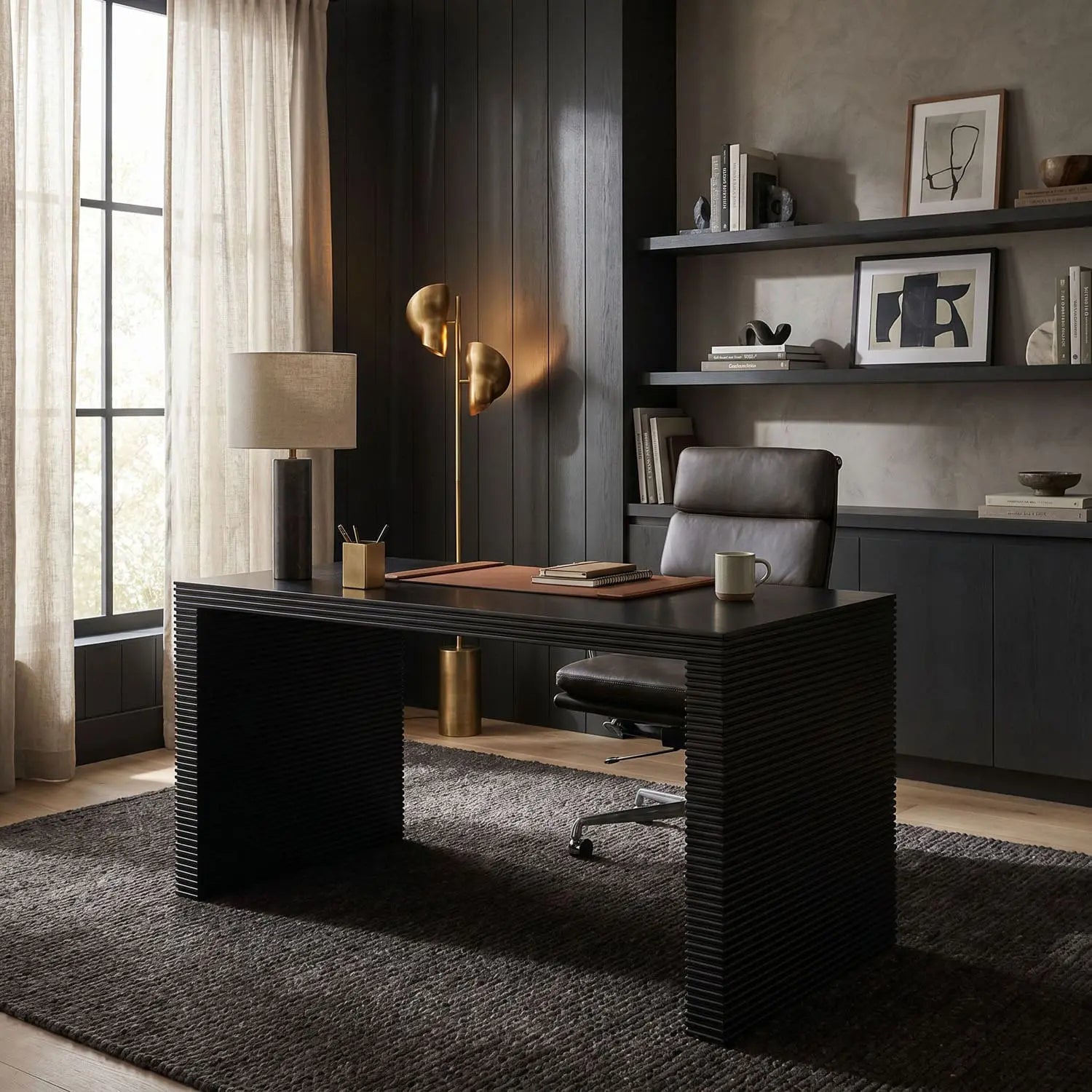 Noir Manhattan Desk, Hand Rubbed Black