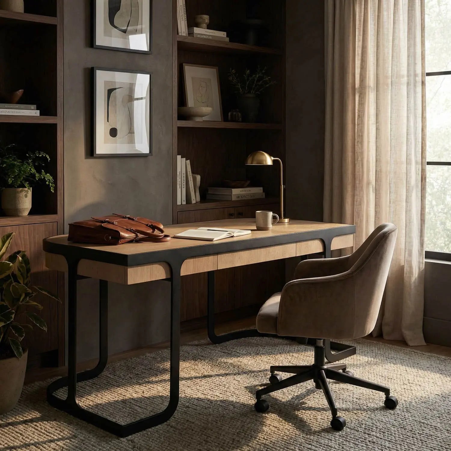 Noir Hamilton Desk, White Oak