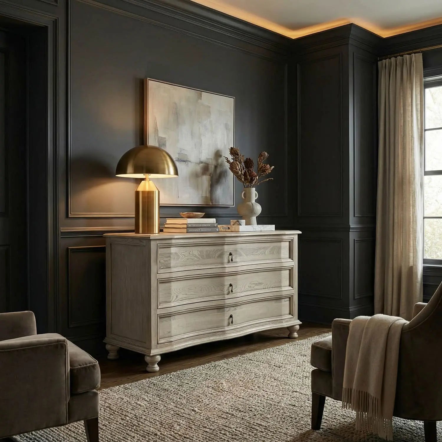 Noir Curved Front 3 Drawer Chest