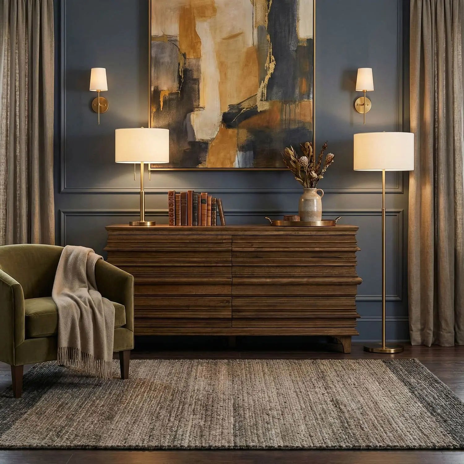 Noir Bernard 6 Drawer, Dark Walnut