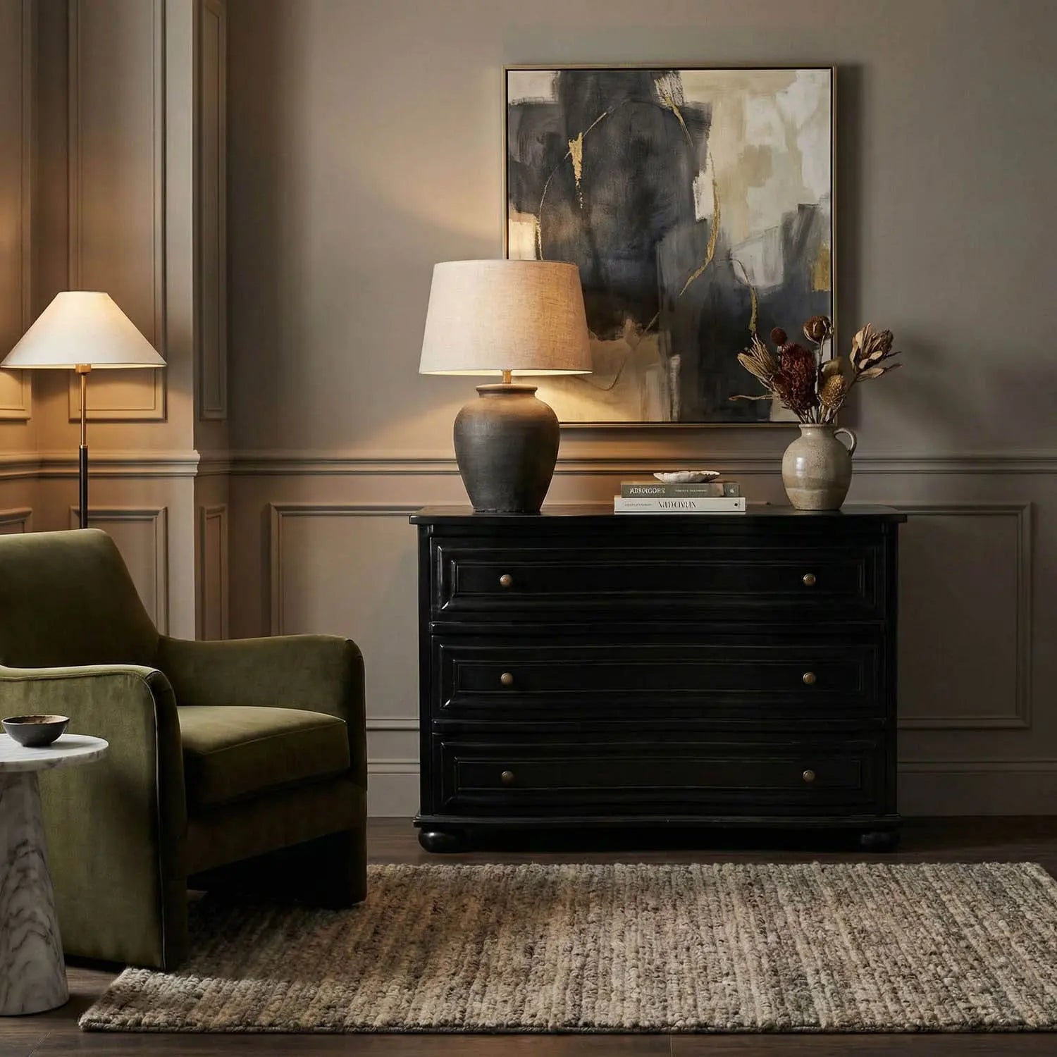 Noir Lauren Dresser,Hand Rubbed Black