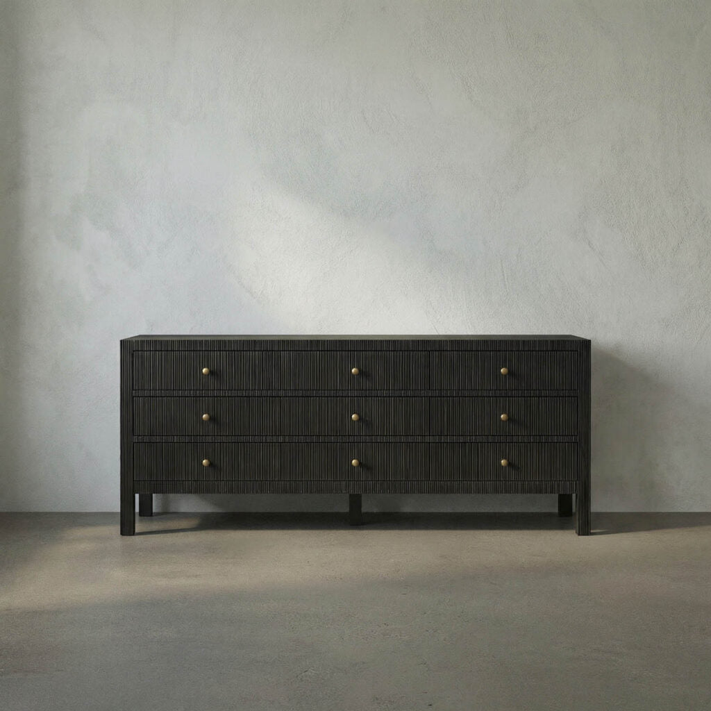 Noir Conrad 9 Drawer Dresser, Pale