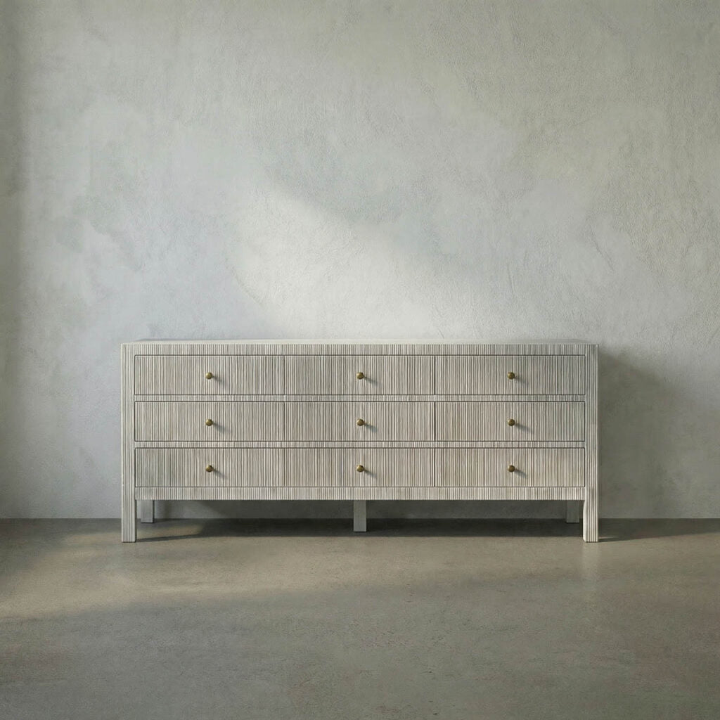 Noir Conrad 9 Drawer Dresser, Pale