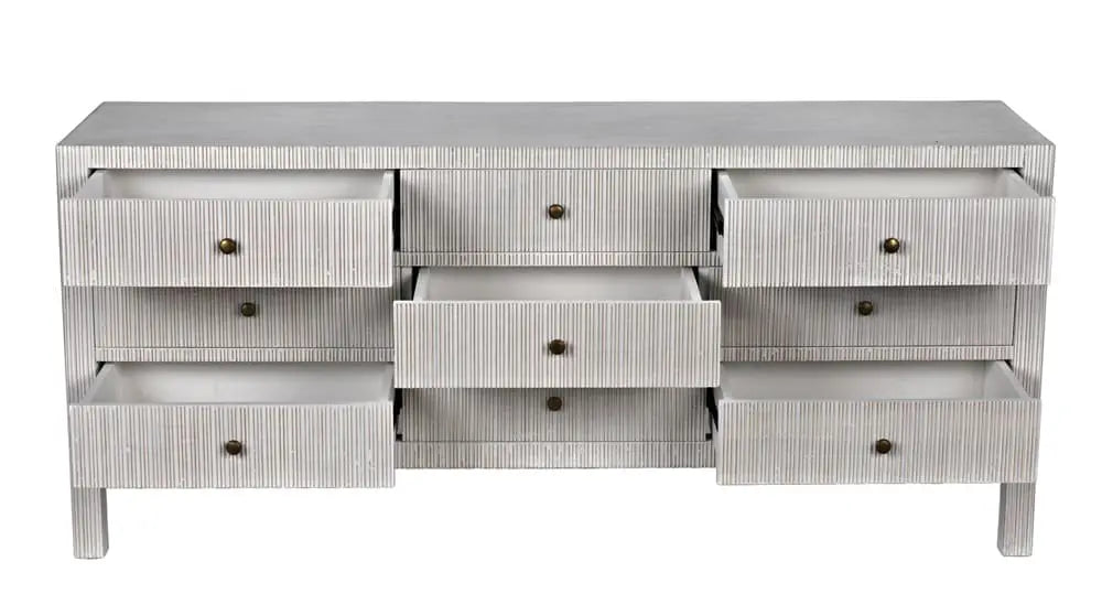 Noir Conrad 9 Drawer Dresser, Pale