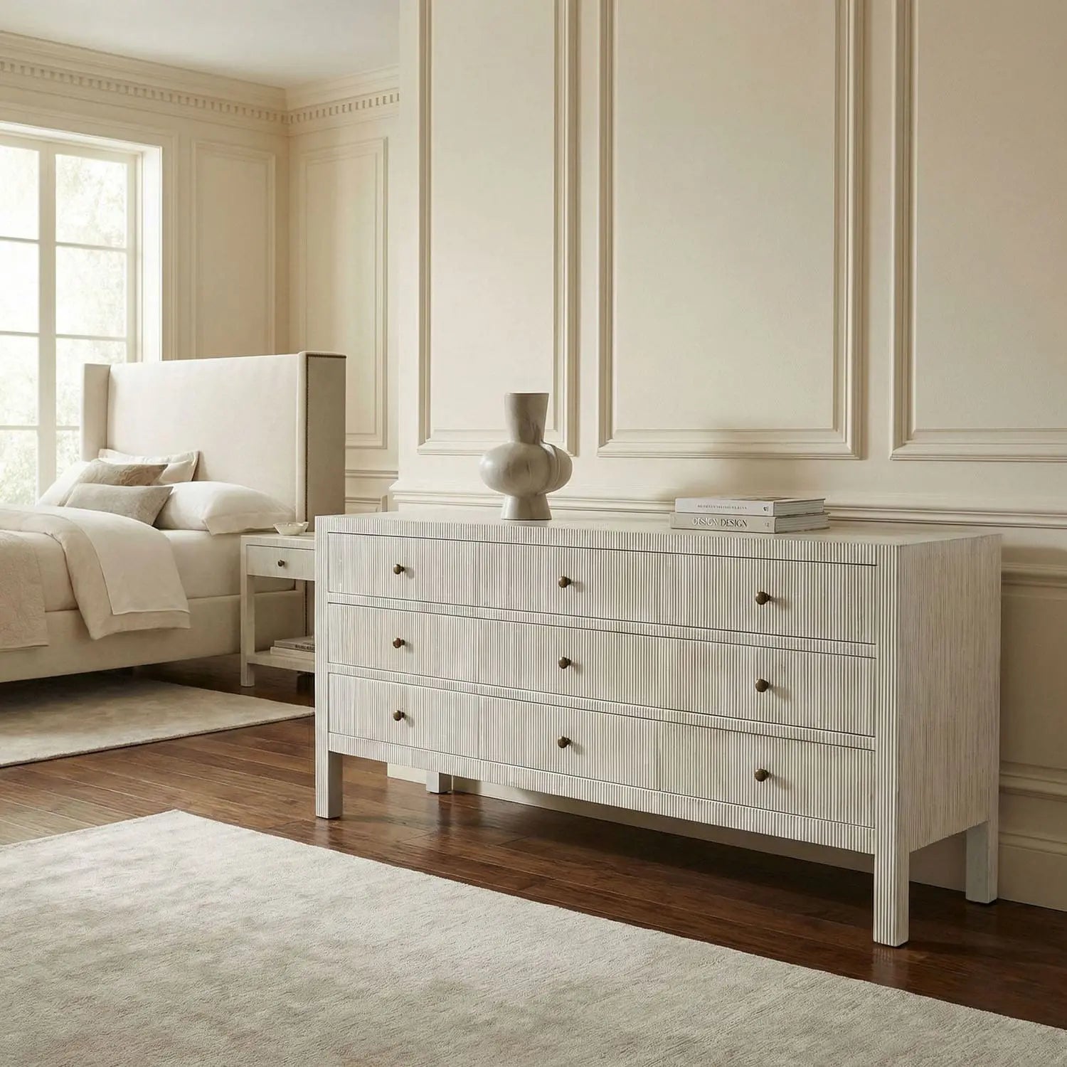Noir Conrad 9 Drawer Dresser, Pale