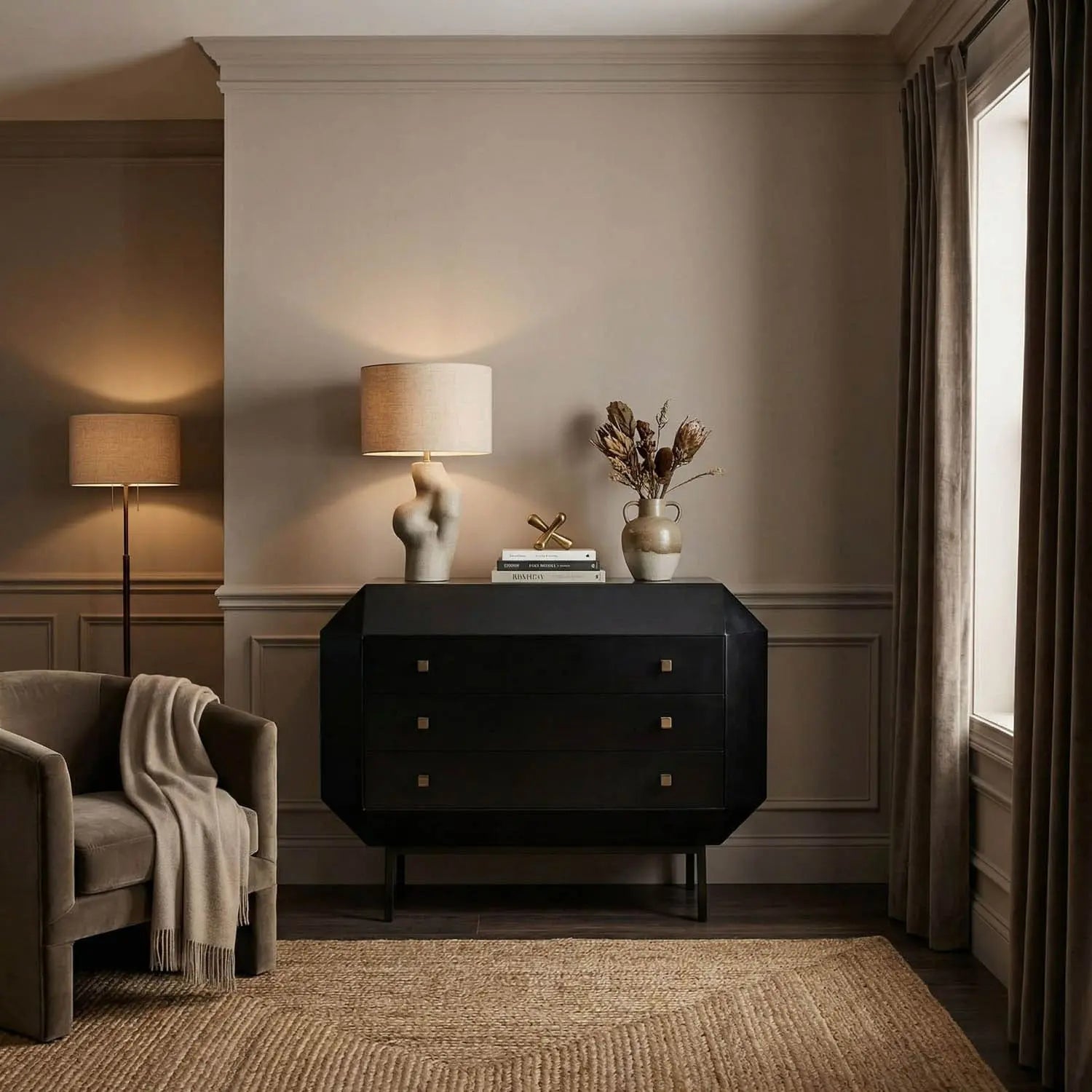 Noir Rhiana Dresser, Hand Rubbed Black
