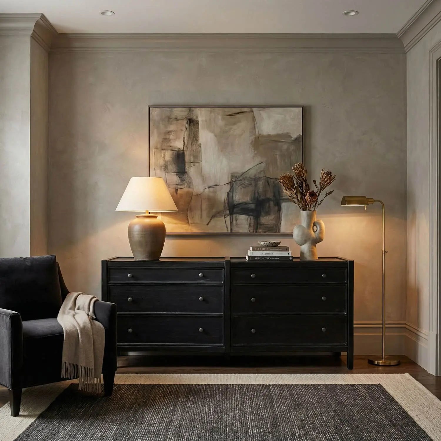 Noir Hampton 6 Drawer Dreser