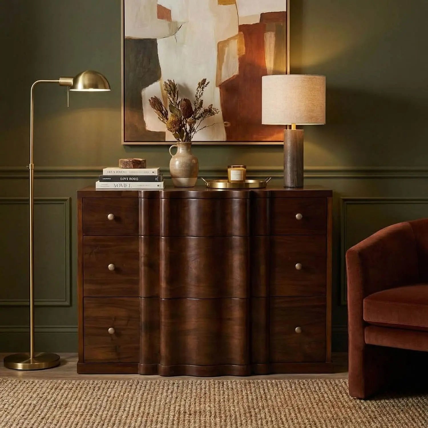 Noir Kiss Dresser, Hand Rubbed Brown