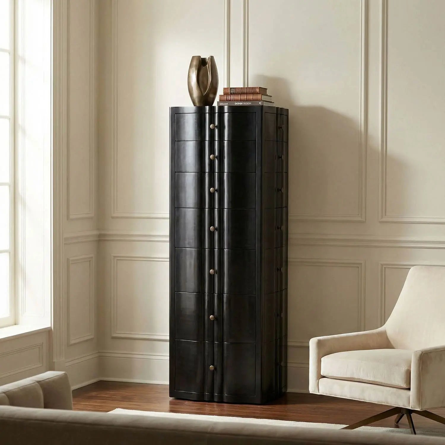Noir Monolith Four Sided Tower Chest