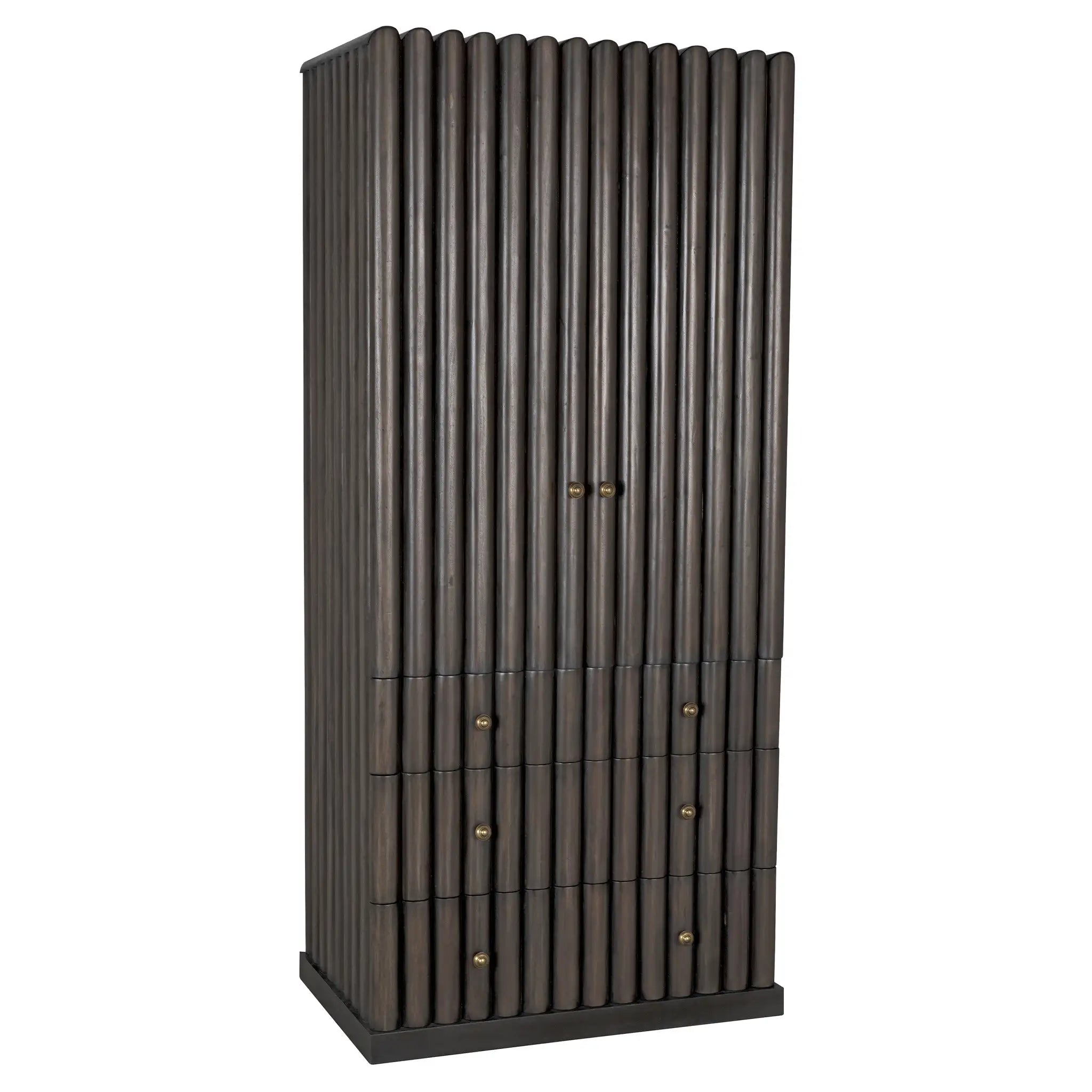 Noir Amunet Hutch, Pale Rubbed With Light Brown Trim