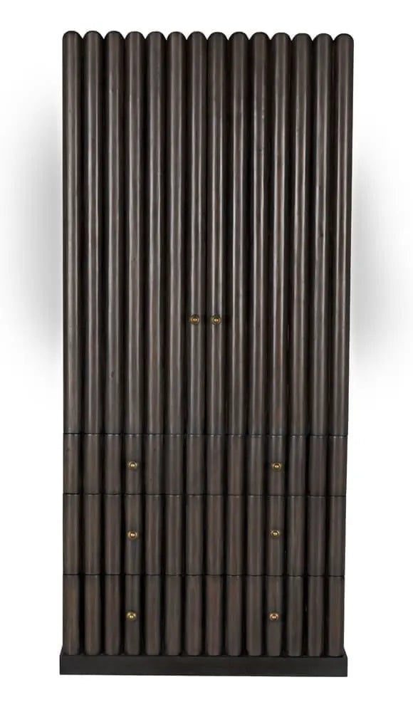 Noir Amunet Hutch, Pale Rubbed With Light Brown Trim