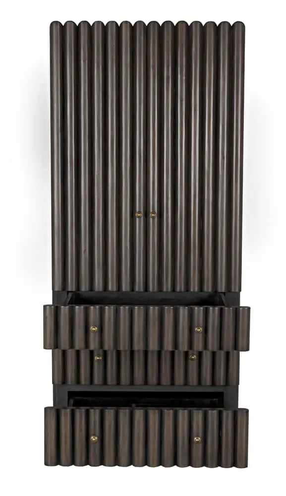 Noir Amunet Hutch, Pale Rubbed With Light Brown Trim