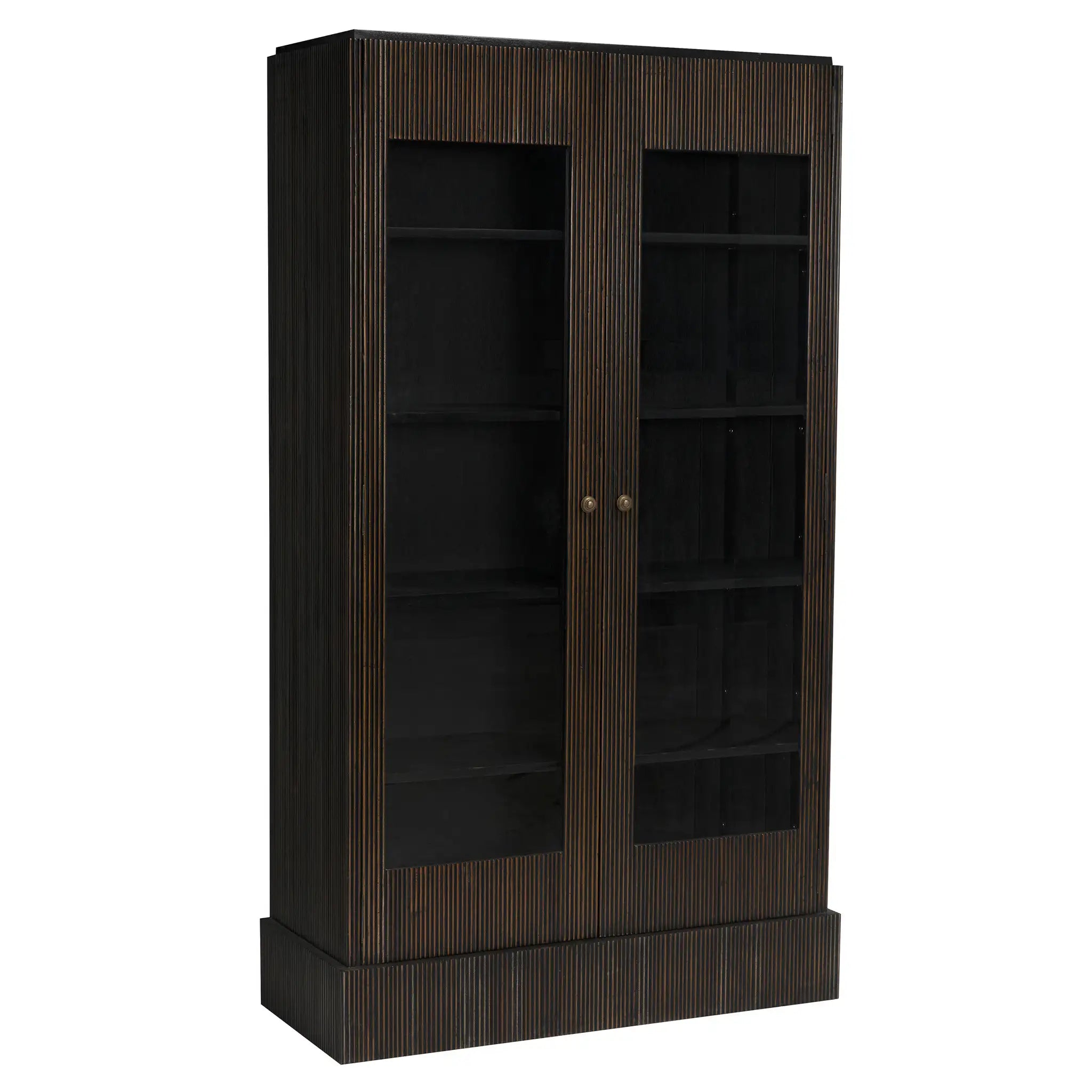 Noir Noho Hutch, Hand Rubbed Black With Light Brown Trim