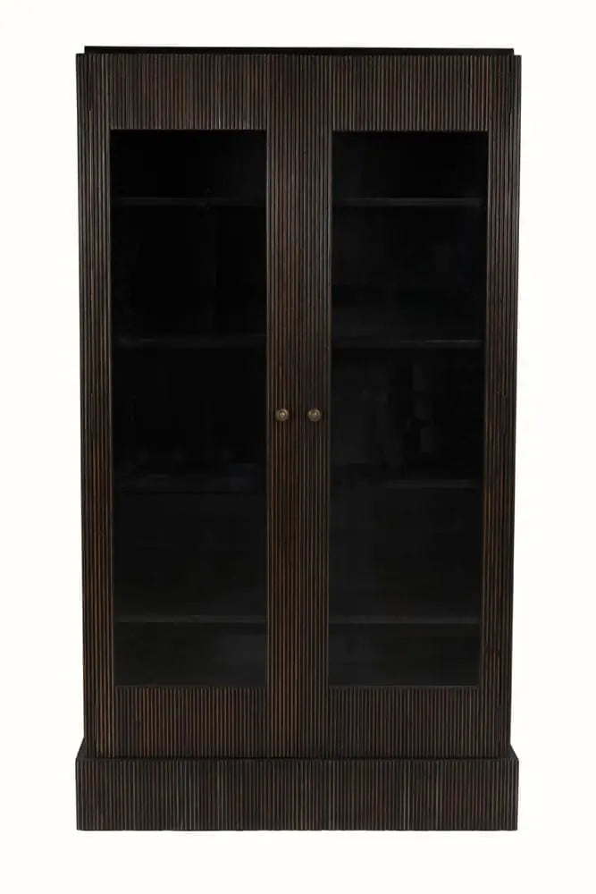 Noir Noho Hutch, Hand Rubbed Black With Light Brown Trim