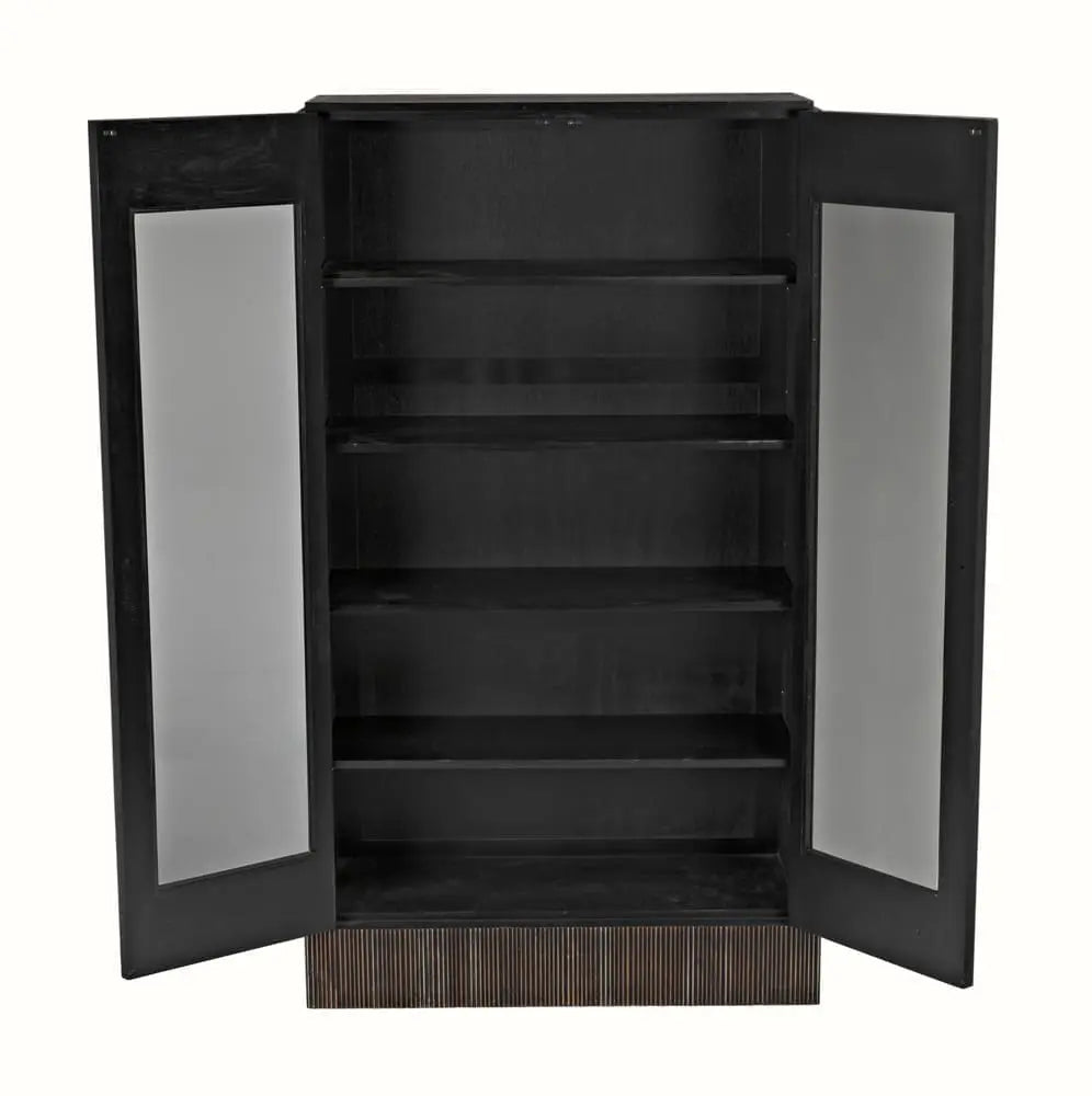 Noir Noho Hutch, Hand Rubbed Black With Light Brown Trim