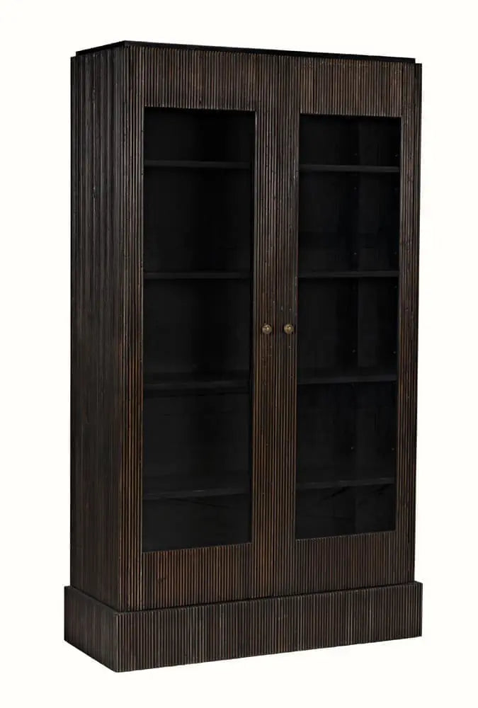 Noir Noho Hutch, Hand Rubbed Black With Light Brown Trim