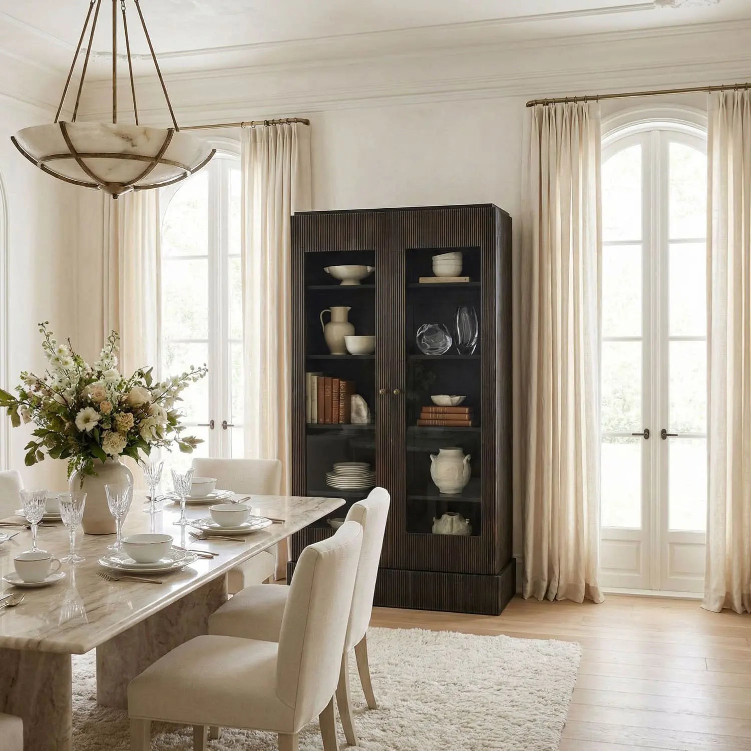 Noir Noho Hutch, Hand Rubbed Black With Light Brown Trim