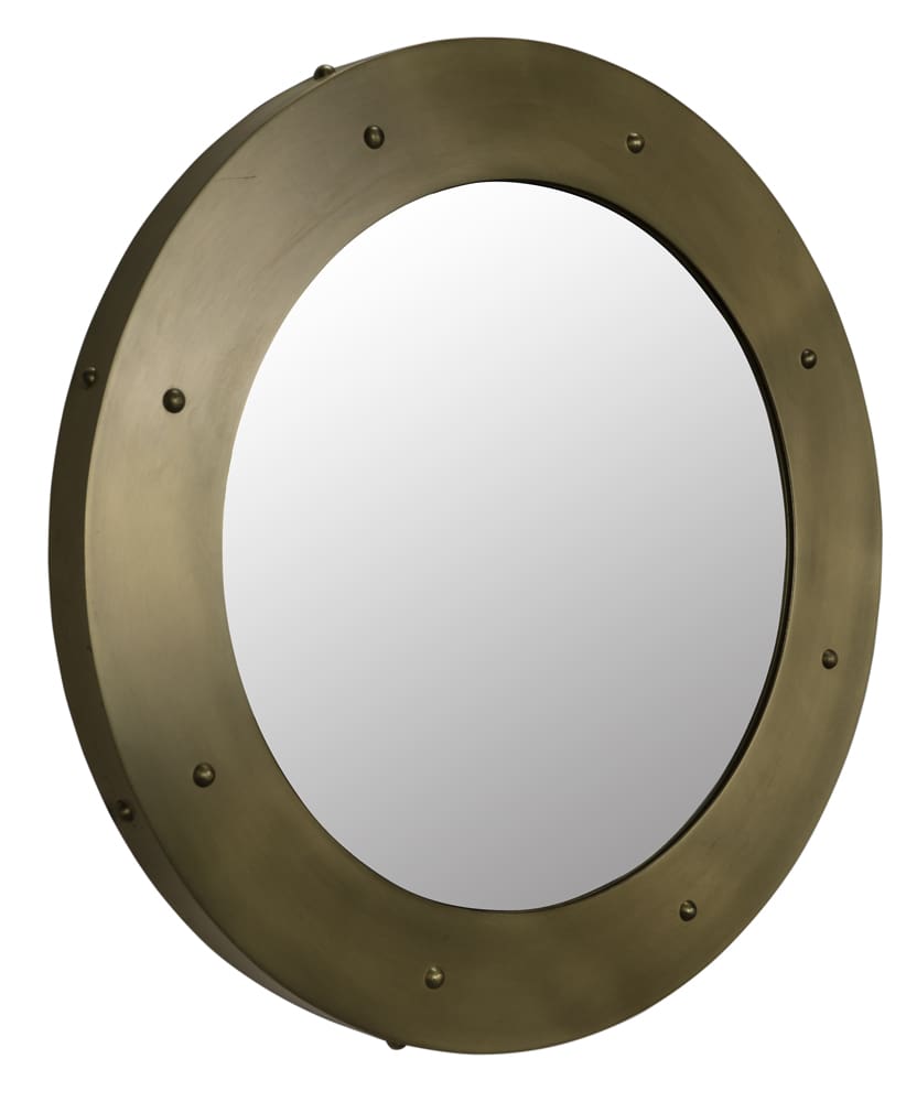 Noir Clay Mirror, Large, Metal With Brass Finish