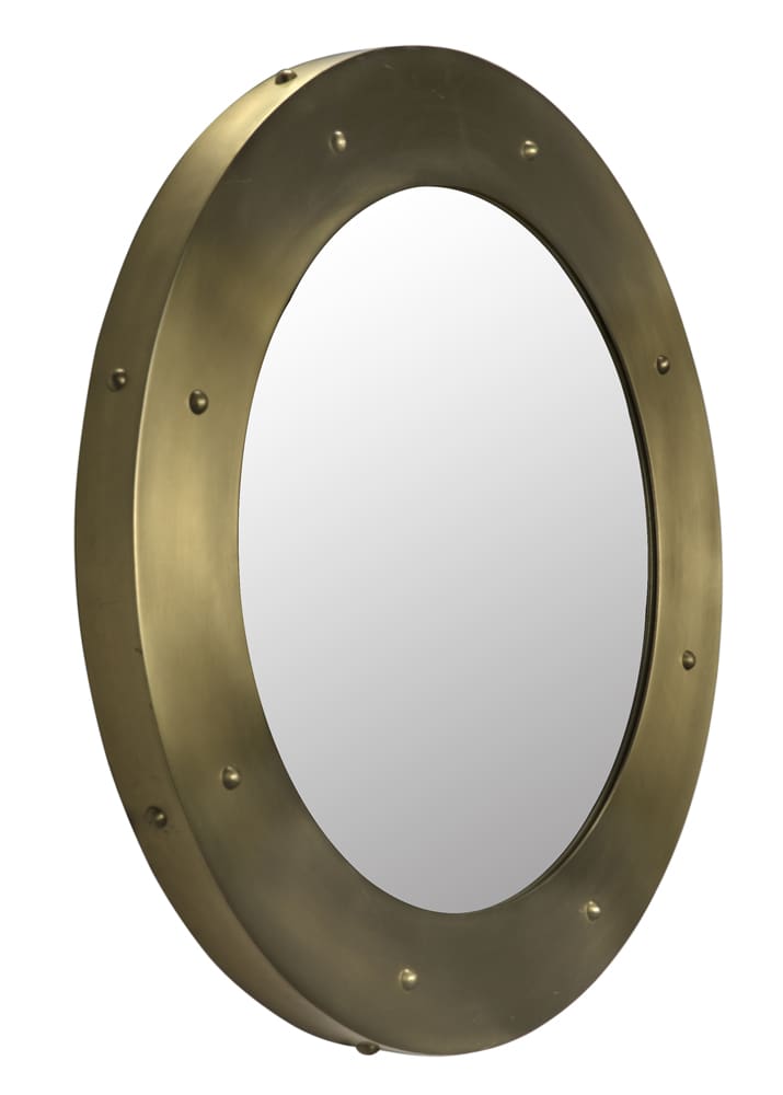 Noir Clay Mirror, Large, Metal With Brass Finish