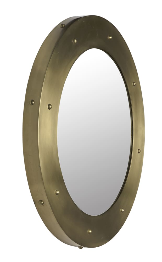 Noir Clay Mirror, Large, Metal With Brass Finish
