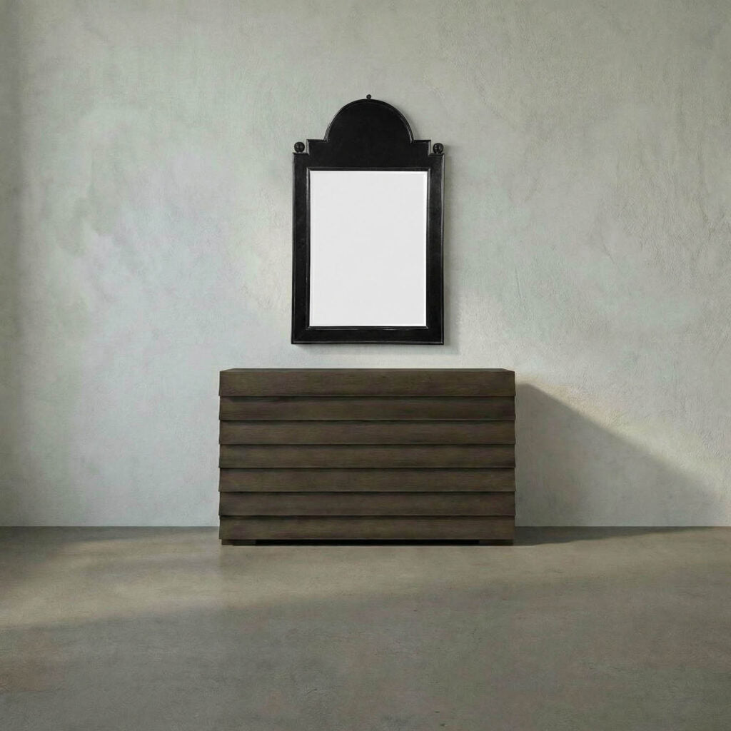 Noir Jess Mirror, Hand Rubbed Black