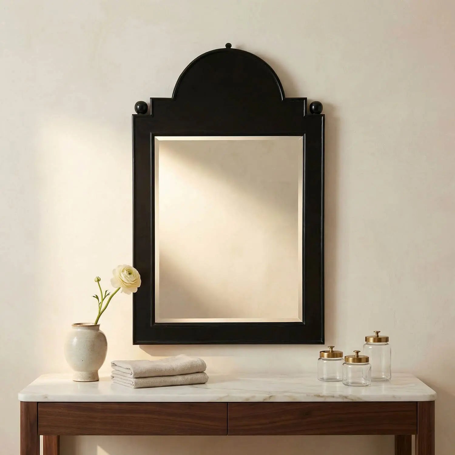 Noir Jess Mirror, Hand Rubbed Black