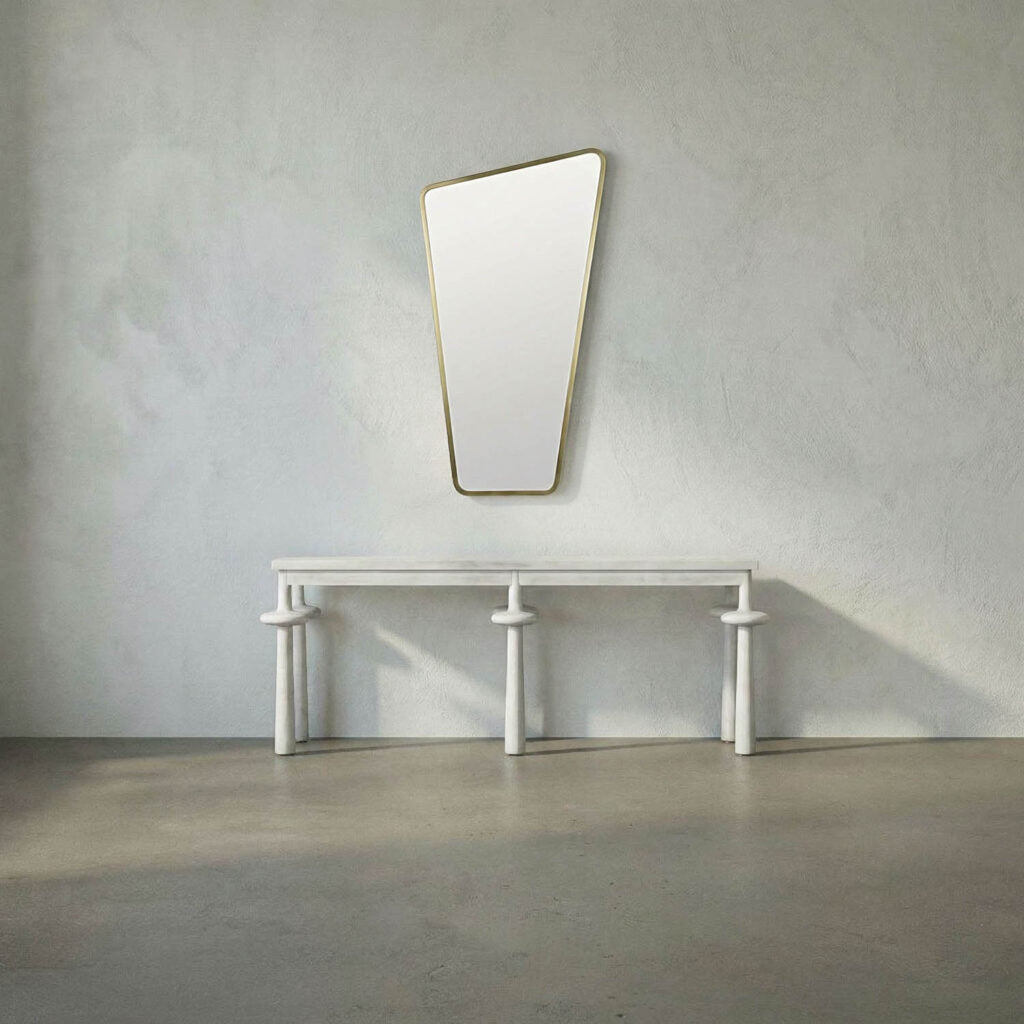 Noir Juliet Mirror, Steel With Brass Finish